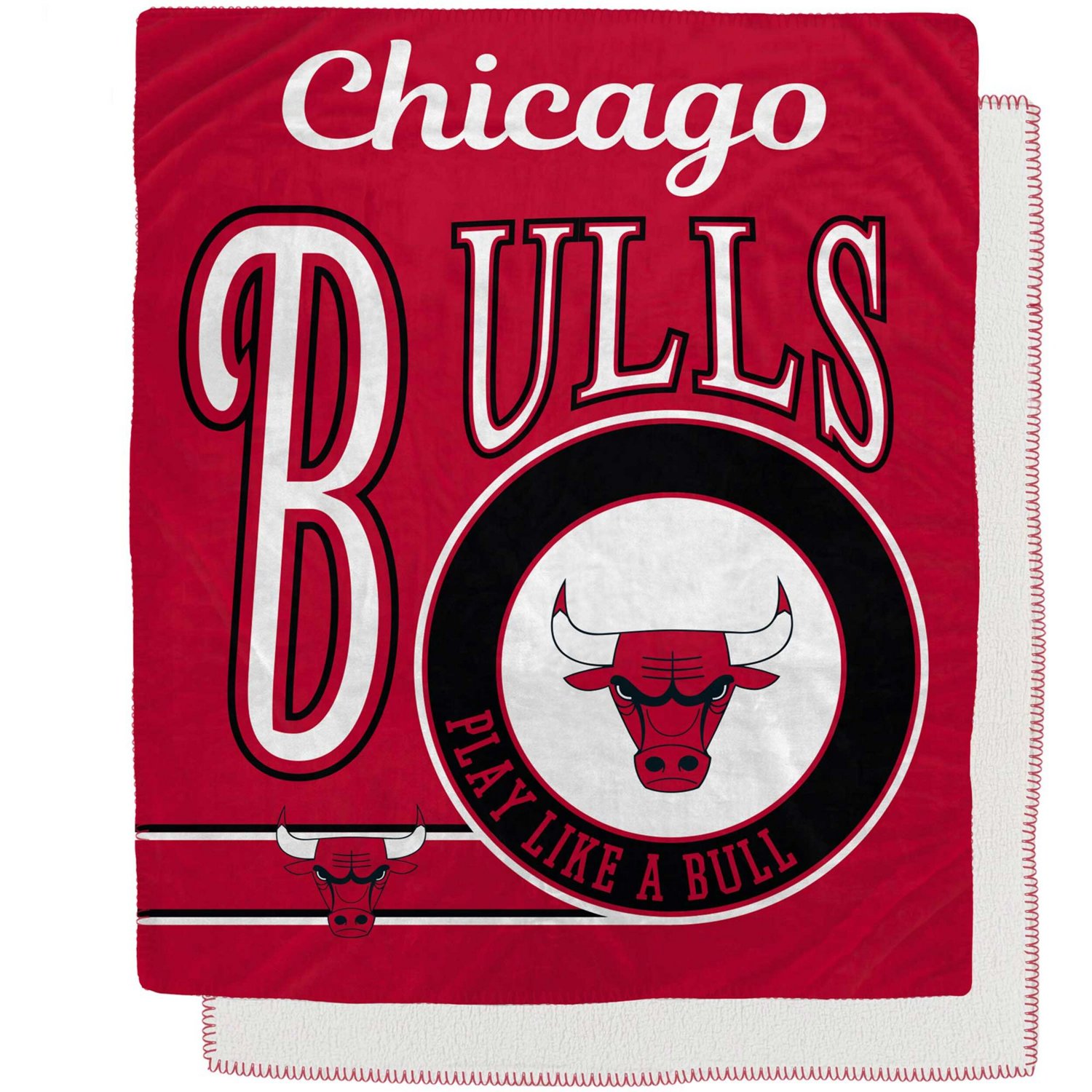 Chicago Bulls 50" x 60" Retro Emblem Flannel Fleece Sherpa Blanket - view number 1